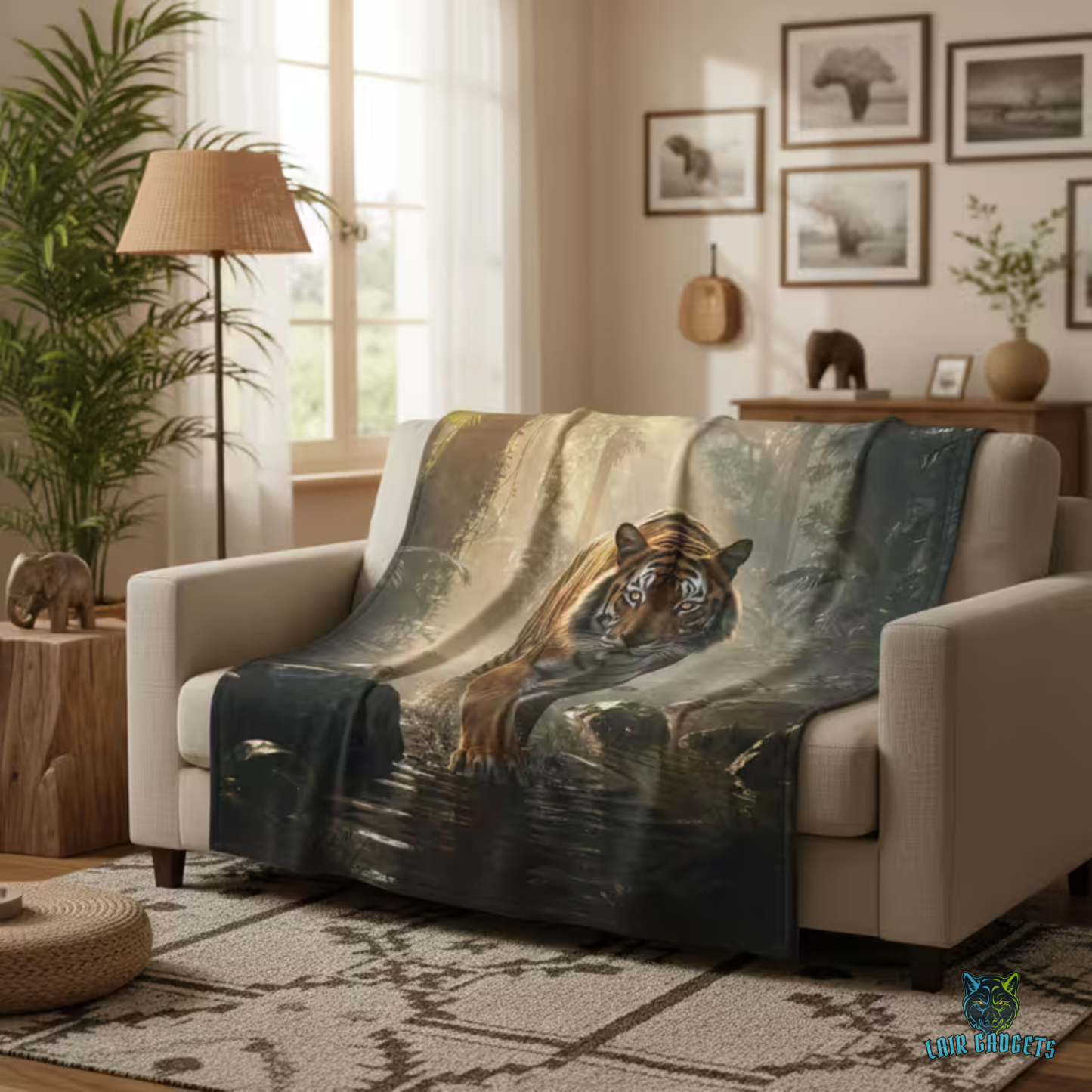 Tiger Throw Blanket 60x80 – Safari Wildlife Plush Blanket for Couch Bed Sofa – Cinematic Jungle Decor – Jungle Apex by Lair Gadgets
