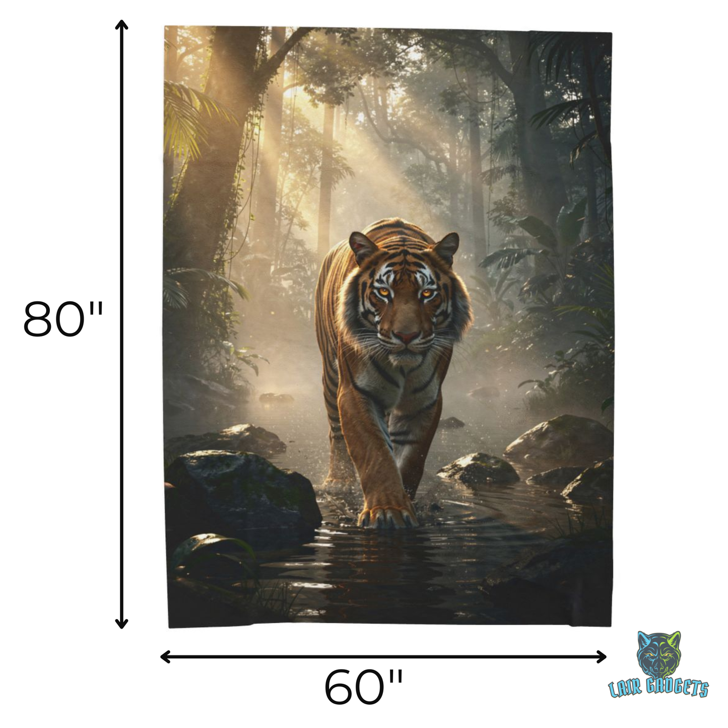 Tiger Throw Blanket 60x80 – Safari Wildlife Plush Blanket for Couch Bed Sofa – Cinematic Jungle Decor – Jungle Apex by Lair Gadgets
