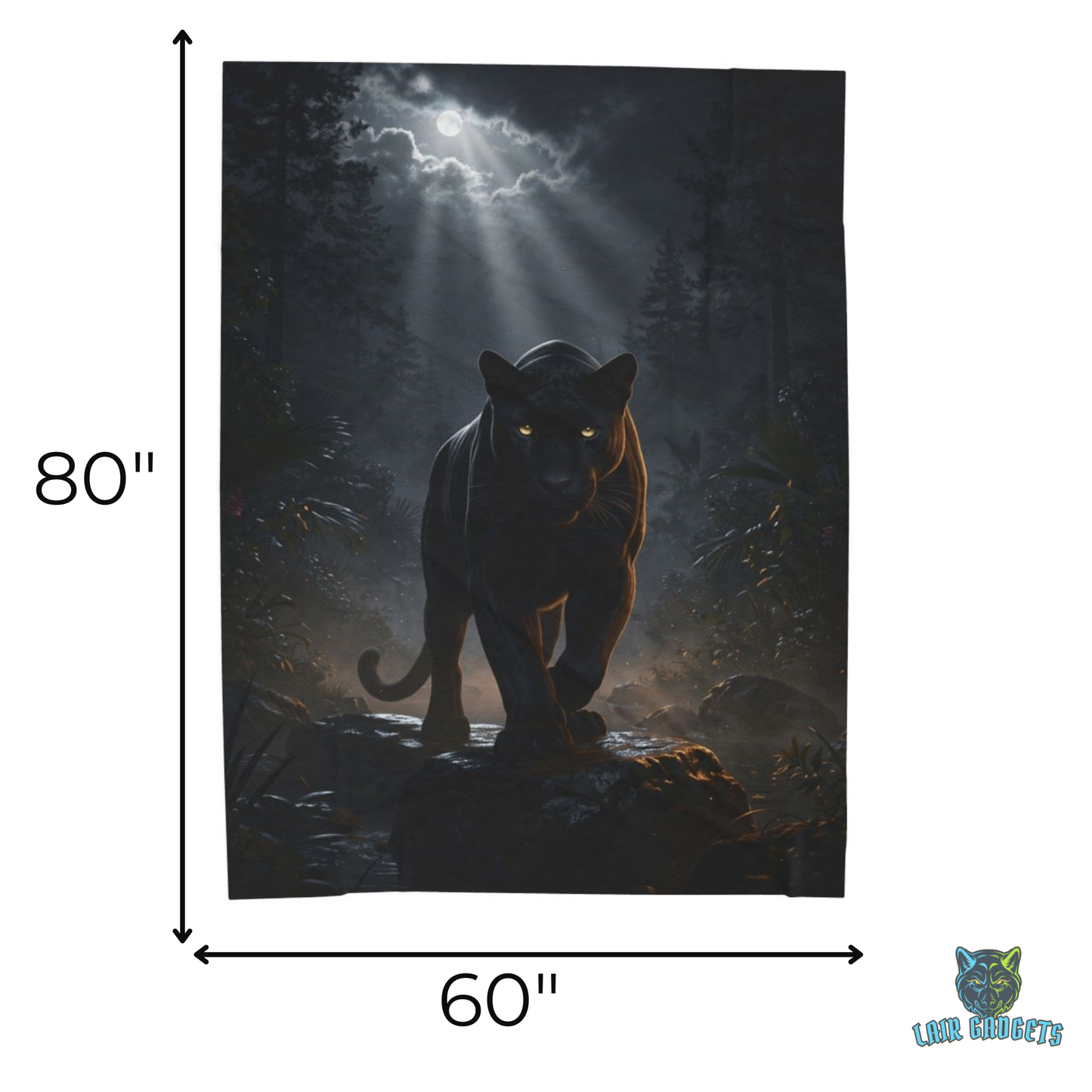 Black Panther Throw Blanket 60x80 – Jungle Wildlife Plush Blanket for Couch Bed Sofa – Cinematic Dark Decor – Midnight Predator by Lair Gadgets
