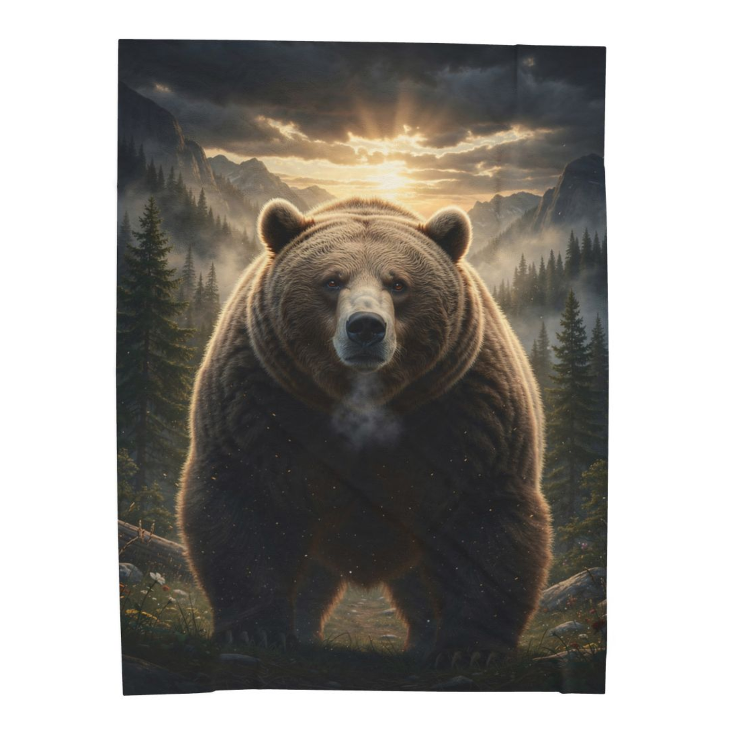Bear Throw Blanket 60x80 – Rustic Wildlife Plush Blanket for Couch Bed Sofa – Mountain Lodge Decor – Mountain Titan by Lair Gadgets