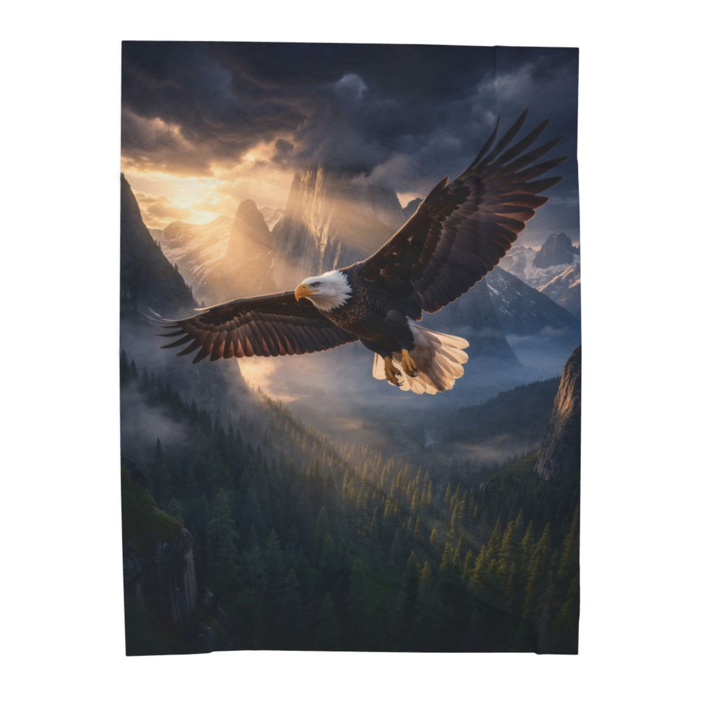 Eagle Throw Blanket 60x80 – Mountain Wildlife Plush Blanket for Couch Bed Sofa – Rustic Lodge Decor – Summit Sovereign by Lair Gadgets