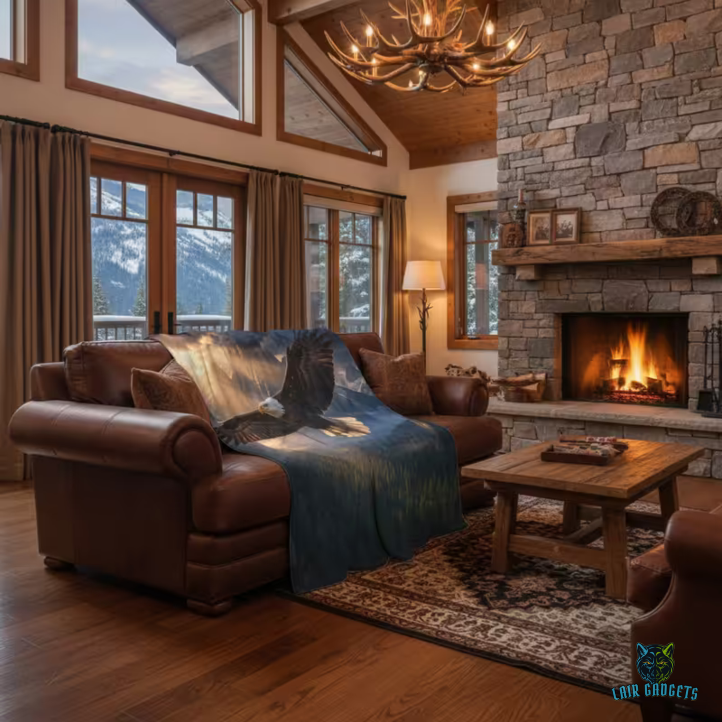 Eagle Throw Blanket 60x80 – Mountain Wildlife Plush Blanket for Couch Bed Sofa – Rustic Lodge Decor – Summit Sovereign by Lair Gadgets