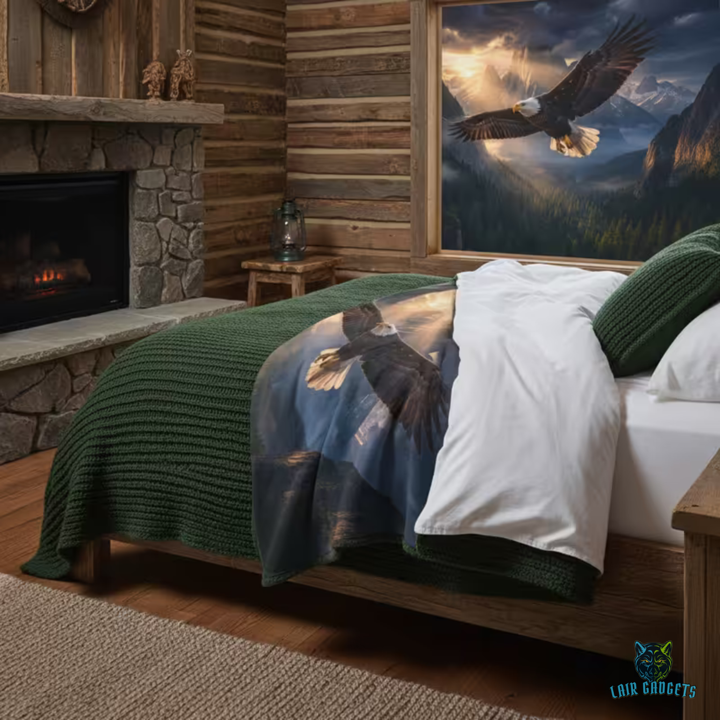 Eagle Throw Blanket 60x80 – Mountain Wildlife Plush Blanket for Couch Bed Sofa – Rustic Lodge Decor – Summit Sovereign by Lair Gadgets