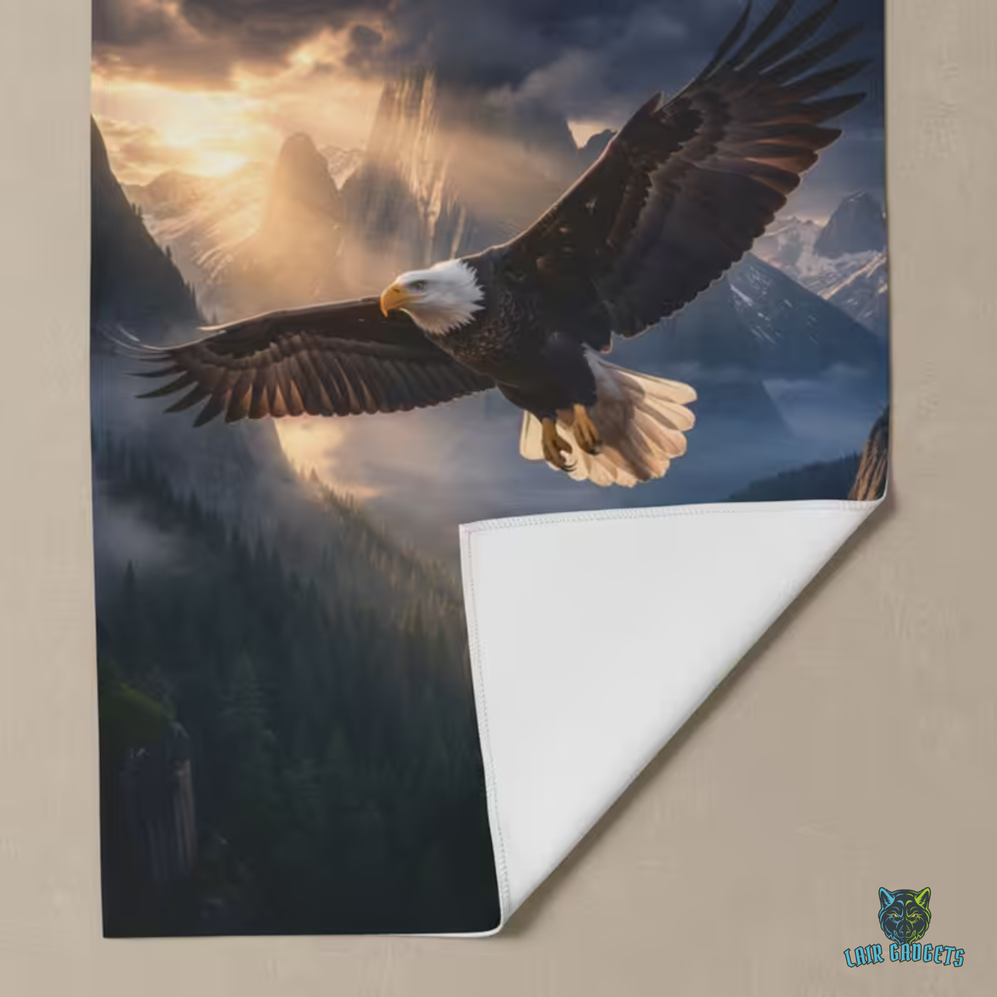 Eagle Throw Blanket 60x80 – Mountain Wildlife Plush Blanket for Couch Bed Sofa – Rustic Lodge Decor – Summit Sovereign by Lair Gadgets