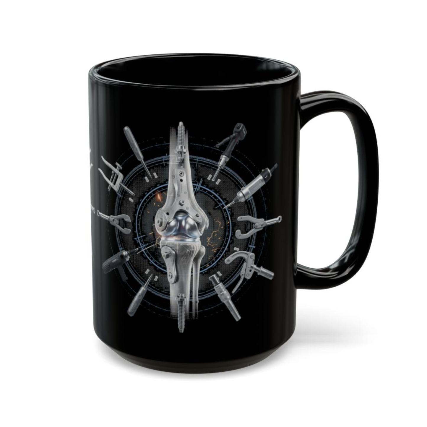 Orthopedic Surgeon Mug Knee Joint Design Black Ceramic 15 Oz Medical Gift by Lair Gadgets
