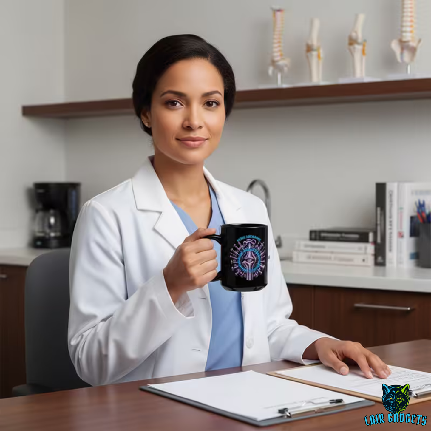 Orthopedic Surgeon Mug Bone Mechanic Design Black Ceramic 15 Oz Medical Gift by Lair Gadgets
