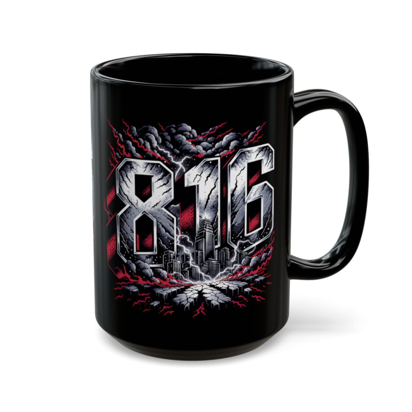 Kansas City Mug 816 Storm Skyline Design Black Ceramic 15 Oz Local Gift by Lair Gadgets