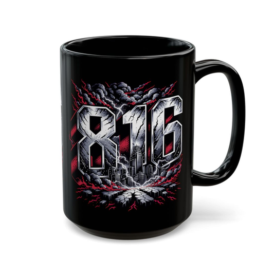 Kansas City Mug 816 Storm Skyline Design Black Ceramic 15 Oz Local Gift by Lair Gadgets