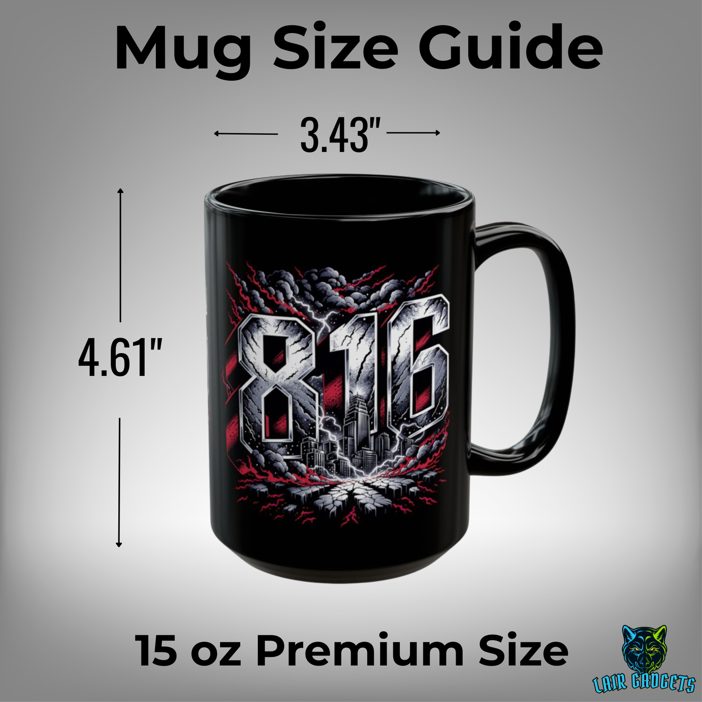 Kansas City Mug 816 Storm Skyline Design Black Ceramic 15 Oz Local Gift by Lair Gadgets