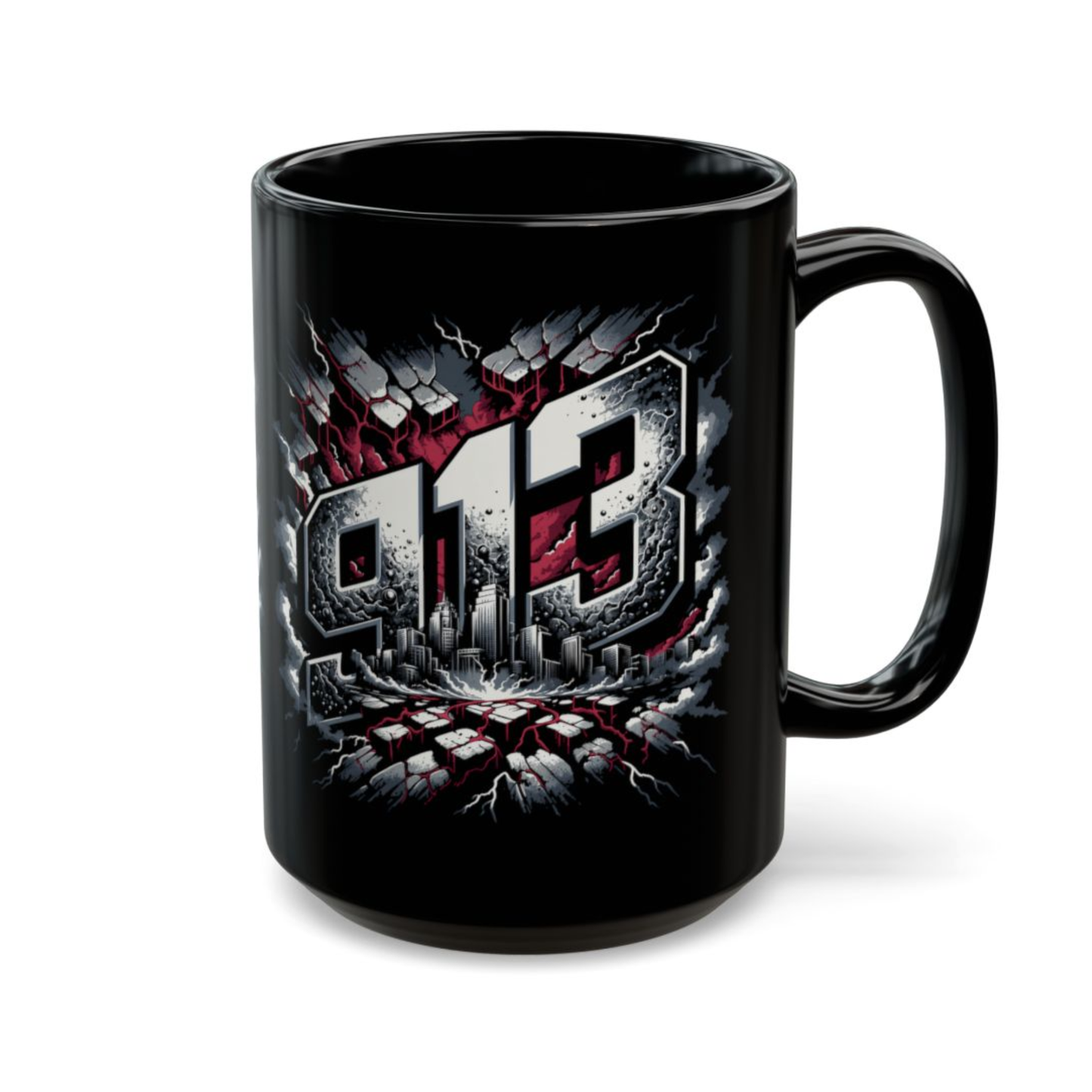 Kansas City Mug 913 Skyline Design Black Ceramic 15 Oz Local Gift by Lair Gadgets
