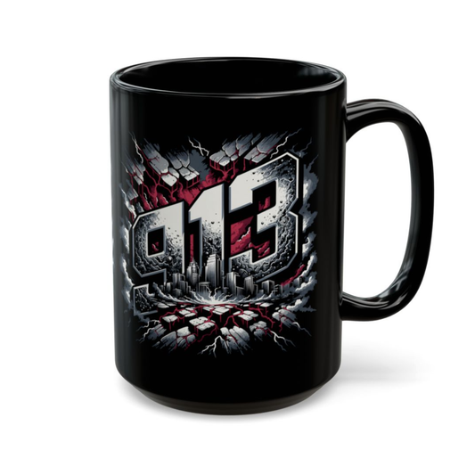 Kansas City Mug 913 Skyline Design Black Ceramic 15 Oz Local Gift by Lair Gadgets