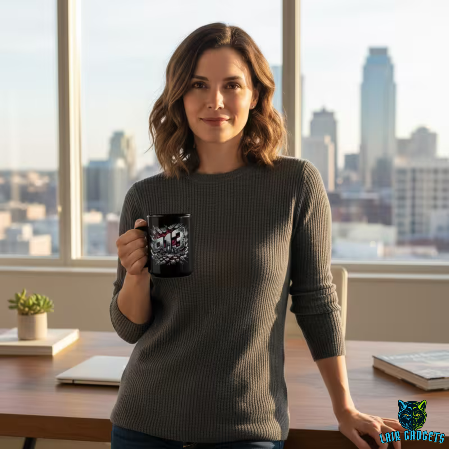 Kansas City Mug 913 Skyline Design Black Ceramic 15 Oz Local Gift by Lair Gadgets
