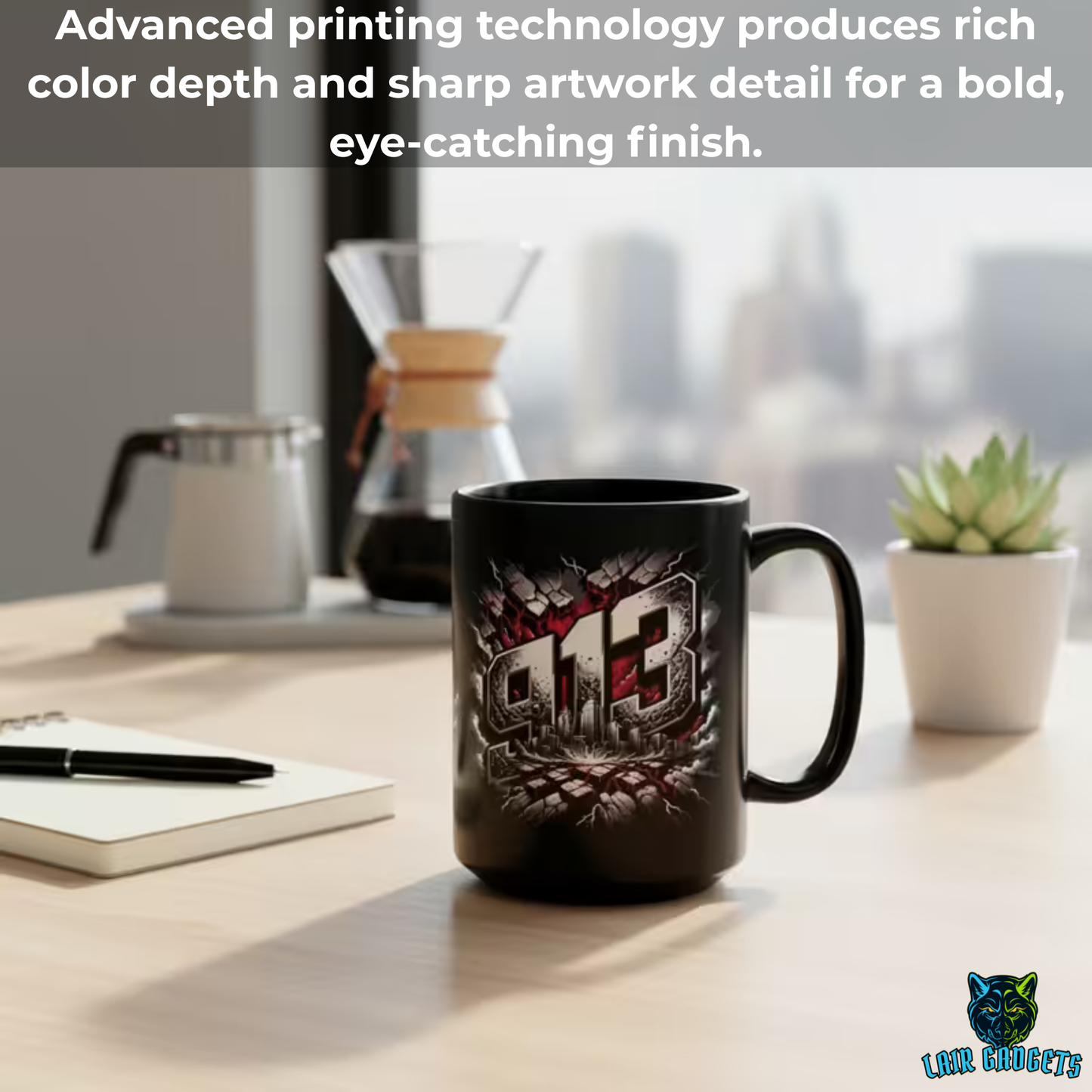 Kansas City Mug 913 Skyline Design Black Ceramic 15 Oz Local Gift by Lair Gadgets