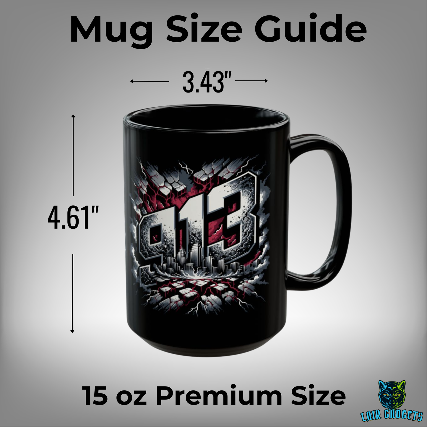 Kansas City Mug 913 Skyline Design Black Ceramic 15 Oz Local Gift by Lair Gadgets
