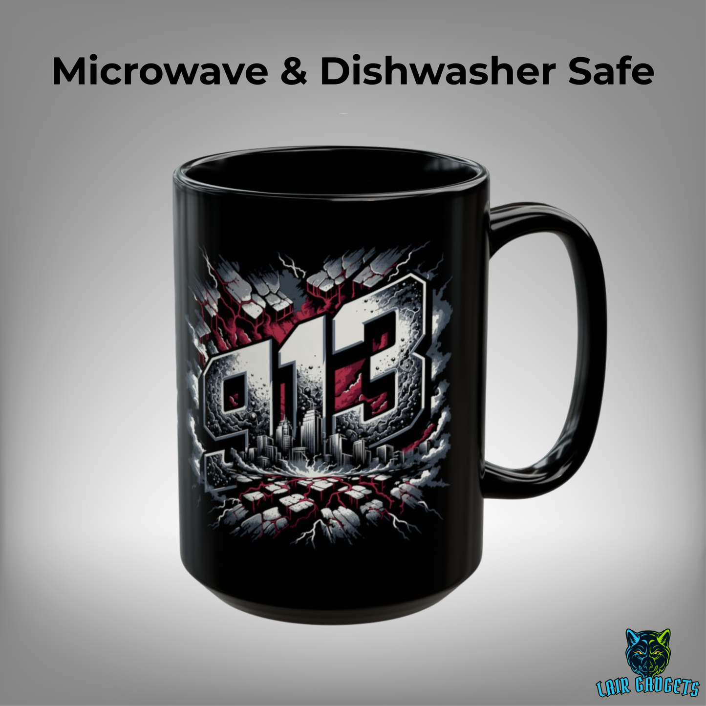 Kansas City Mug 913 Skyline Design Black Ceramic 15 Oz Local Gift by Lair Gadgets