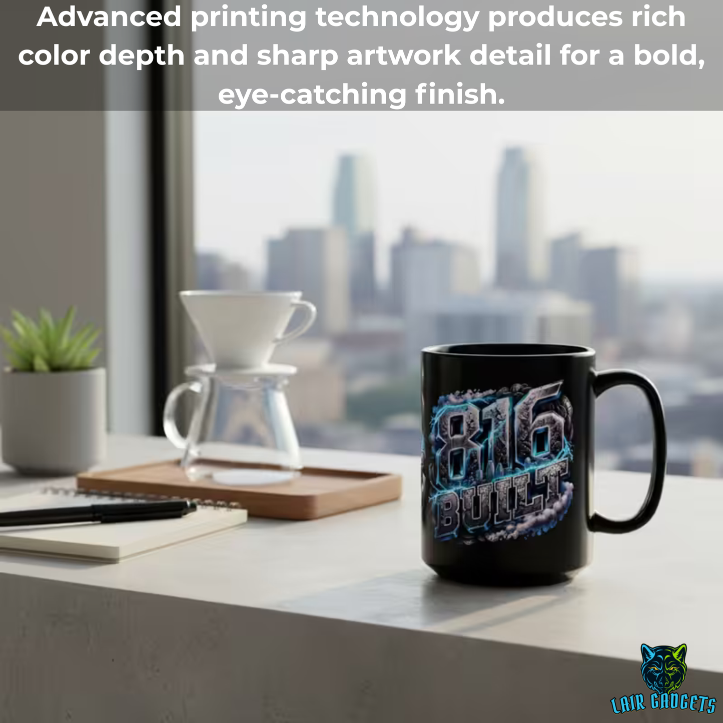 Kansas City Mug 816 Built Skyline Design Black Ceramic 15 Oz Local Gift by Lair Gadgets