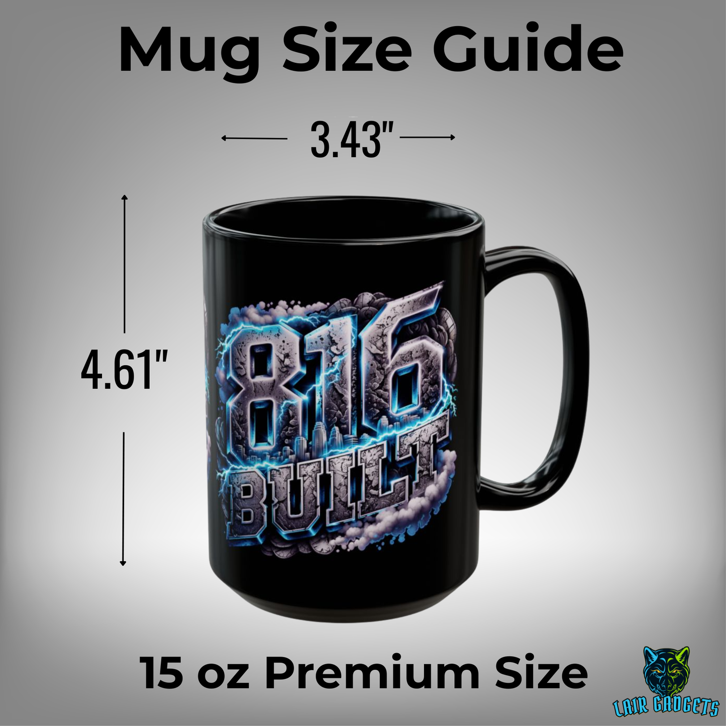 Kansas City Mug 816 Built Skyline Design Black Ceramic 15 Oz Local Gift by Lair Gadgets