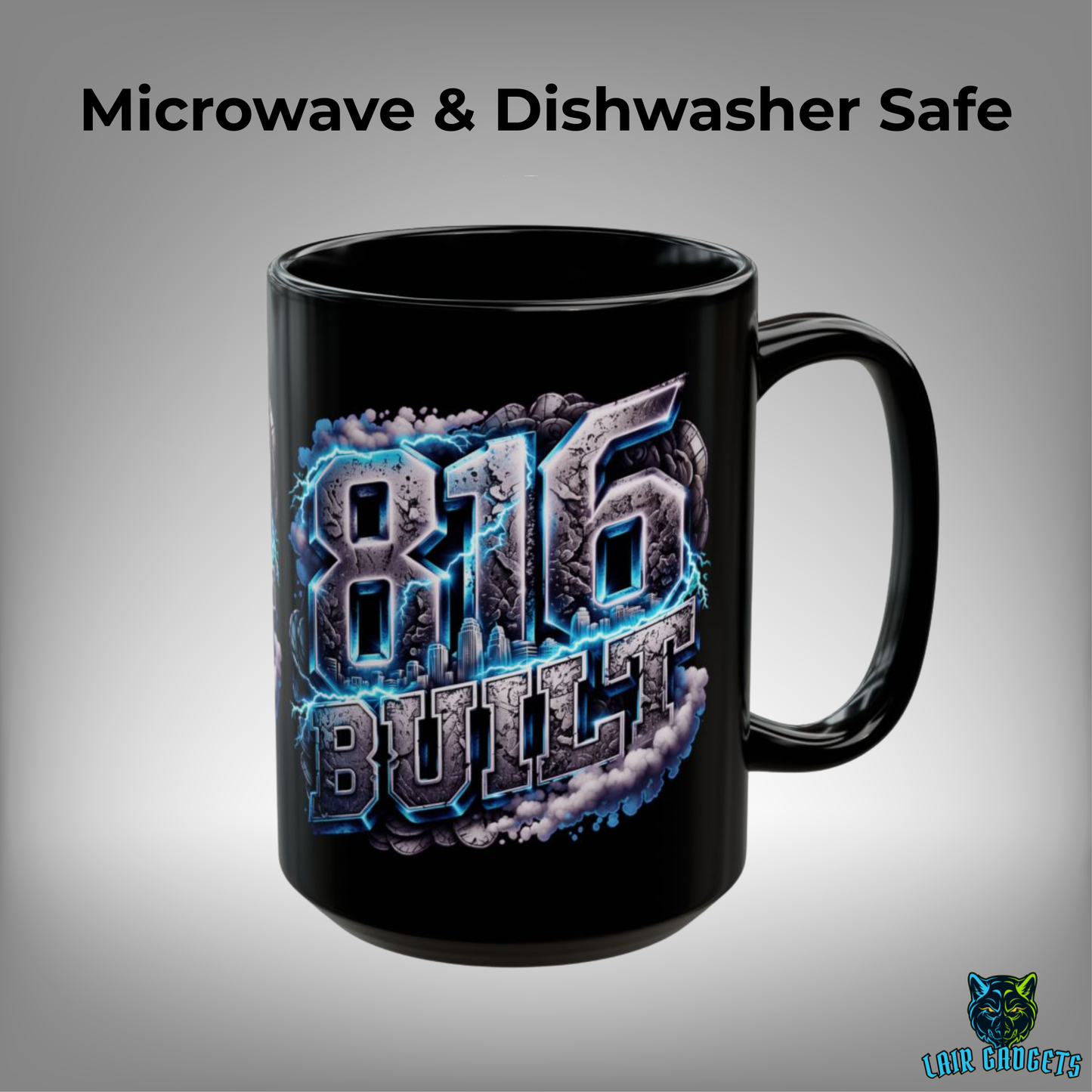 Kansas City Mug 816 Built Skyline Design Black Ceramic 15 Oz Local Gift by Lair Gadgets