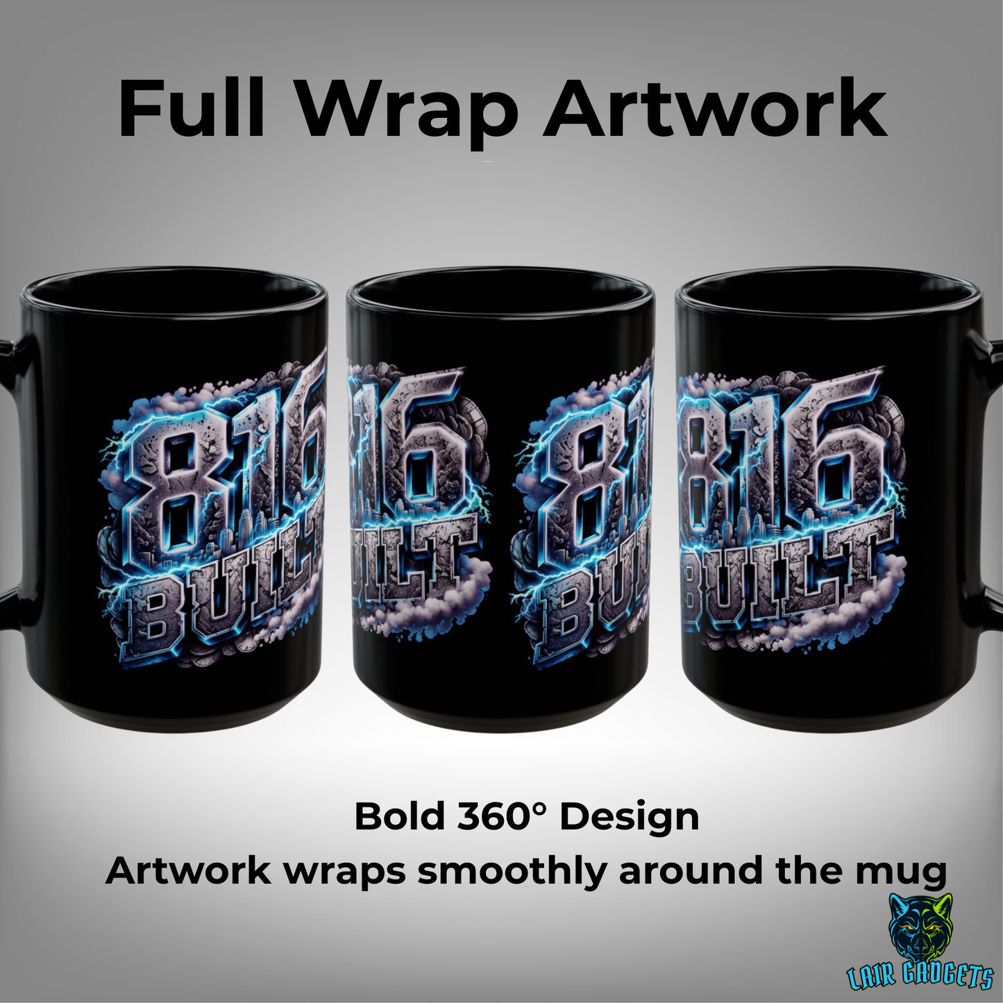 Kansas City Mug 816 Built Skyline Design Black Ceramic 15 Oz Local Gift by Lair Gadgets