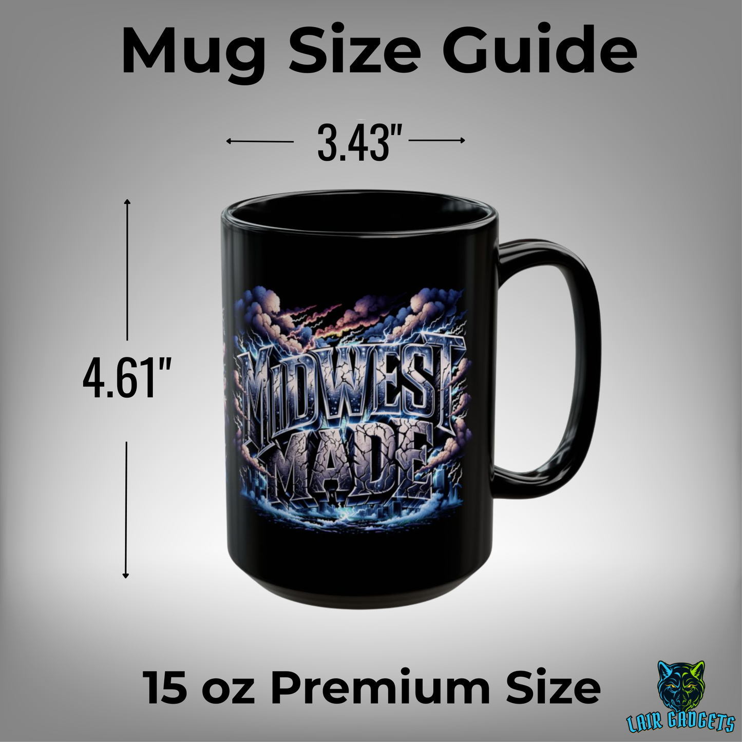 Midwest Coffee Mug Midwest Made Storm Design Black Ceramic 15 Oz Regional Gift by Lair Gadgets