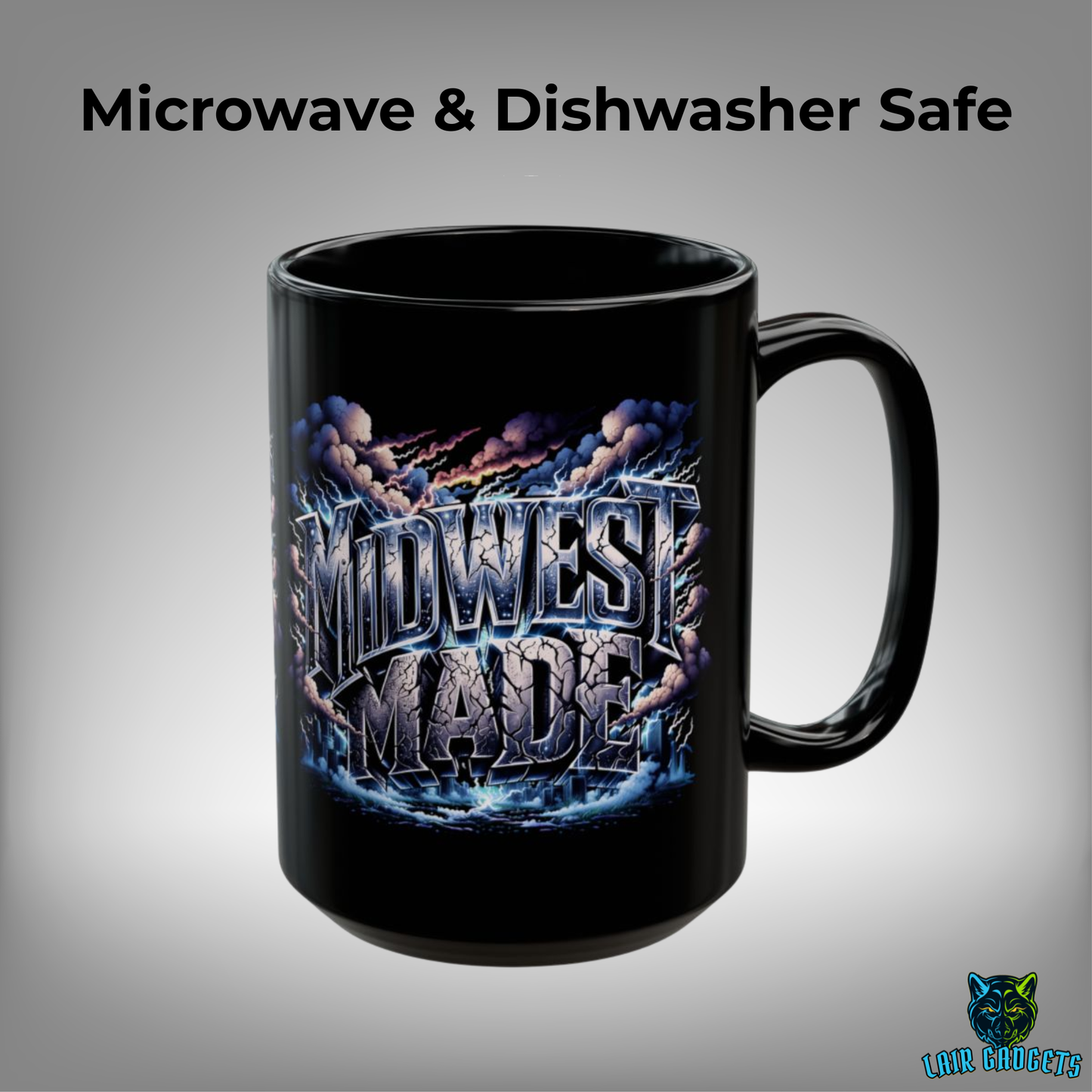 Midwest Coffee Mug Midwest Made Storm Design Black Ceramic 15 Oz Regional Gift by Lair Gadgets