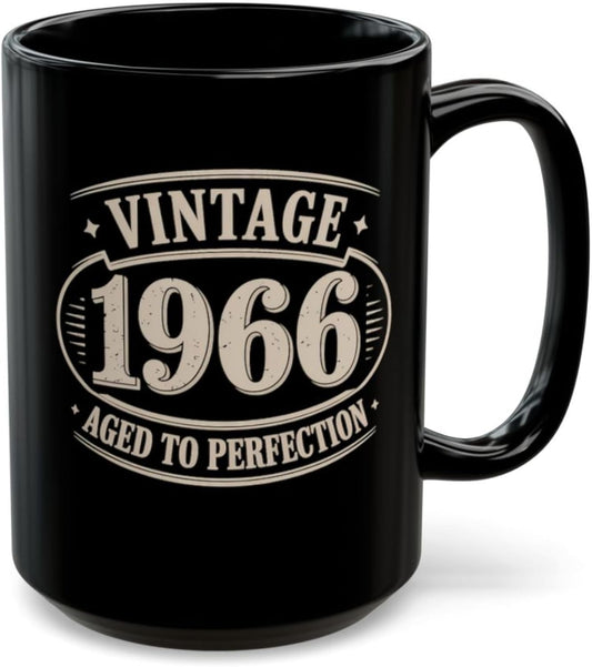 60th Birthday Coffee Mug Vintage 1966 Aged to Perfection Ceramic Mug 15oz Birthday Gift