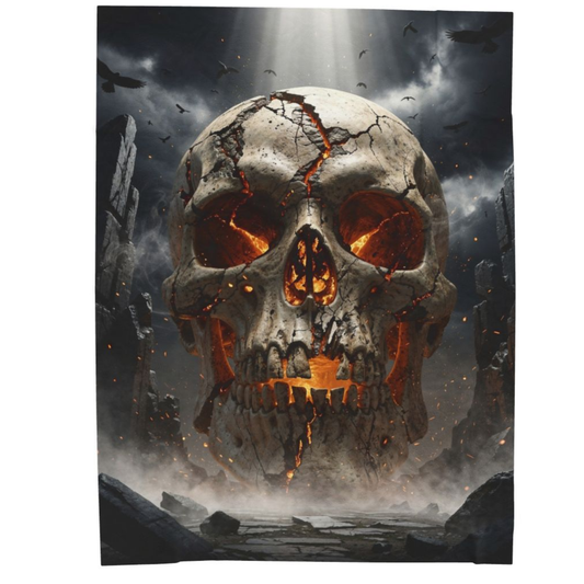 Skull Throw Blanket 60x80 – Gothic Plush Blanket for Couch Bed Sofa – Dark Fantasy Decor – Ember Skull Dominion by Lair Gadgets