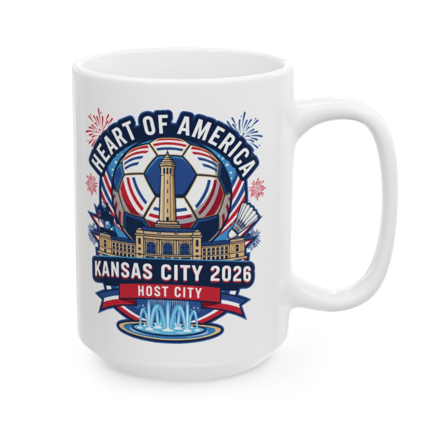 Kansas City Soccer Mug – Heart of America Host City Ceramic Coffee Mug for Soccer Fans and Kansas City Supporters – 15oz – by Lair Gadgets