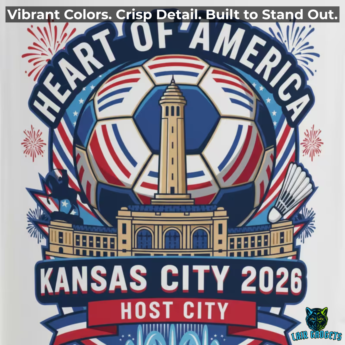 Kansas City Soccer Mug – Heart of America Host City Ceramic Coffee Mug for Soccer Fans and Kansas City Supporters – 15oz – by Lair Gadgets