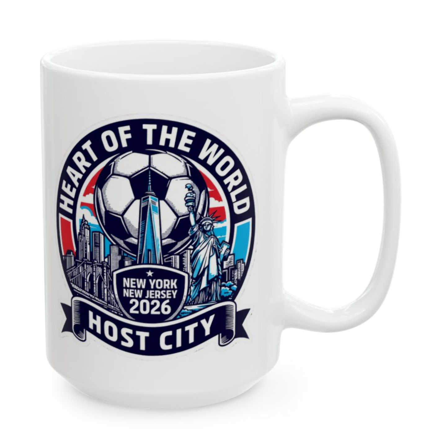 New York Soccer Mug – New York New Jersey 2026 Host City Coffee Mug for Soccer Fans – 15oz – by Lair Gadgets