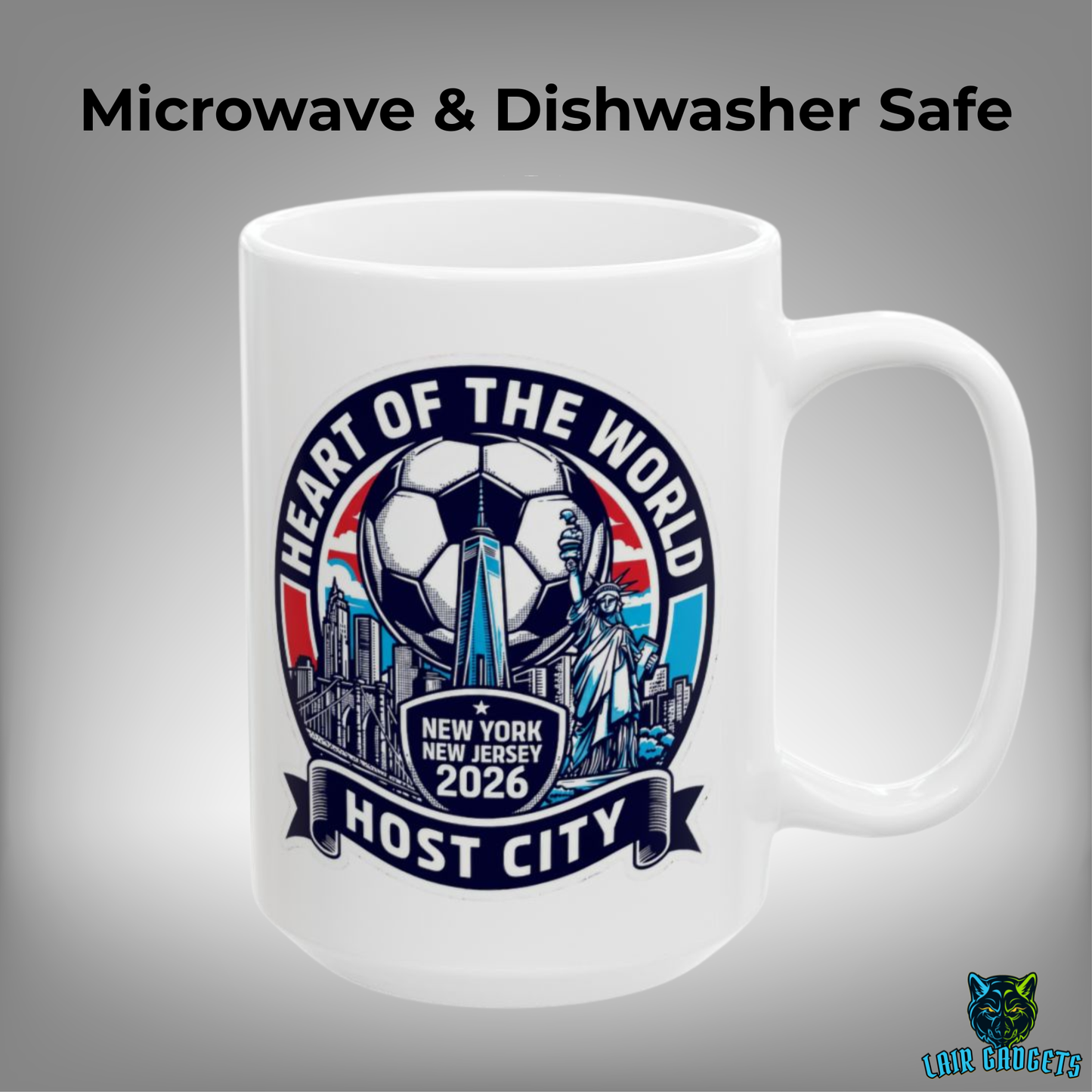 New York Soccer Mug – New York New Jersey 2026 Host City Coffee Mug for Soccer Fans – 15oz – by Lair Gadgets