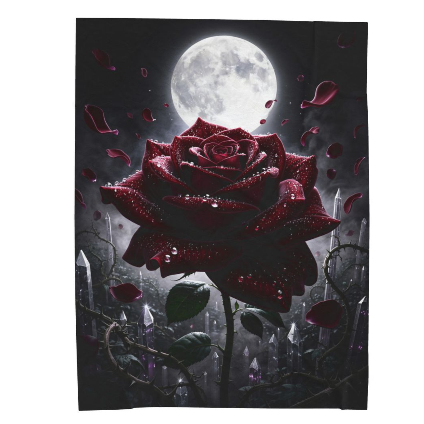 Rose Throw Blanket 60x80 – Gothic Floral Plush Blanket for Couch Bed Sofa – Dark Romance Decor – Crimson Moon Bloom by Lair Gadgets