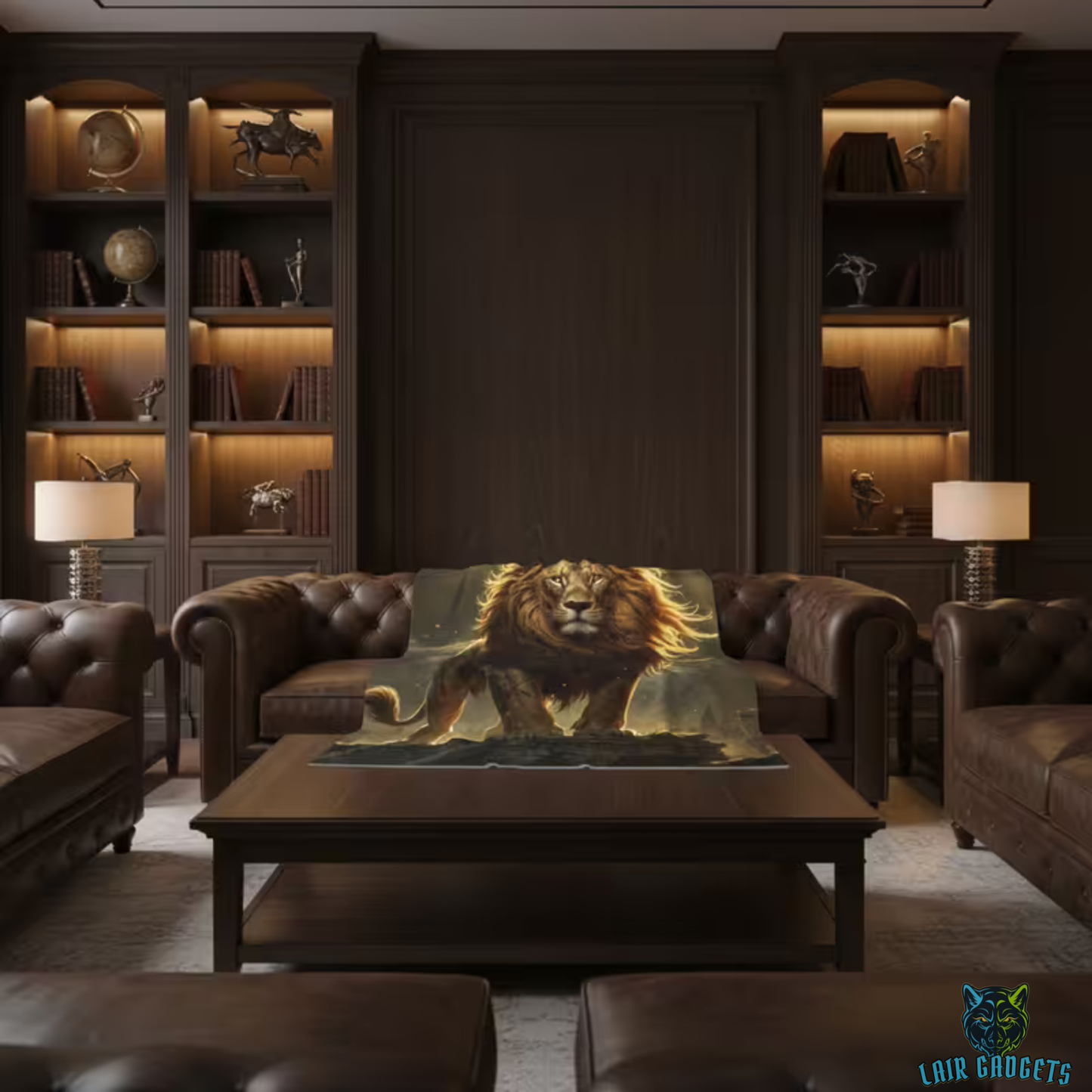Lion Throw Blanket 60x80 – Plush Wildlife Blanket for Couch Bed Sofa – Majestic Lion Decor – Crown of Dominion by Lair Gadgets