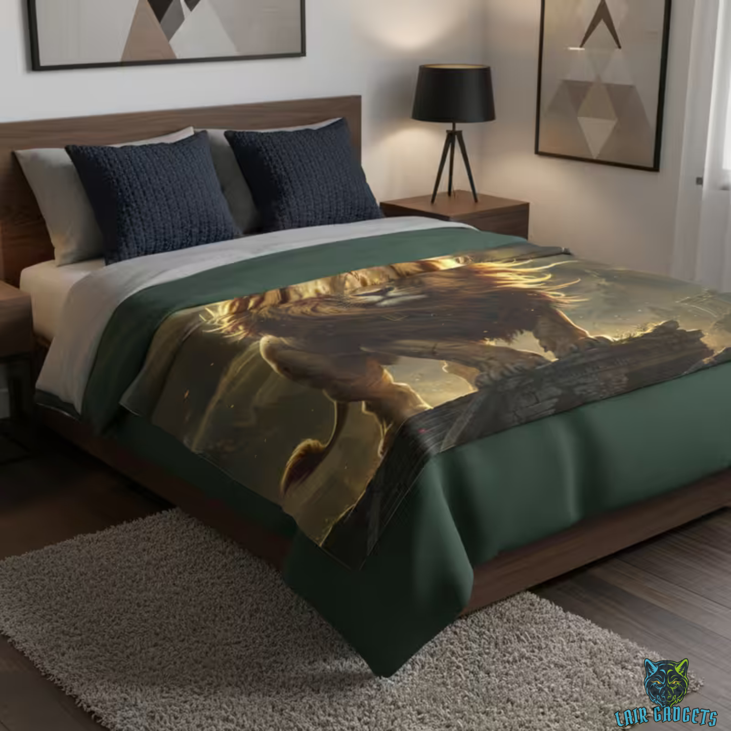 Lion Throw Blanket 60x80 – Plush Wildlife Blanket for Couch Bed Sofa – Majestic Lion Decor – Crown of Dominion by Lair Gadgets