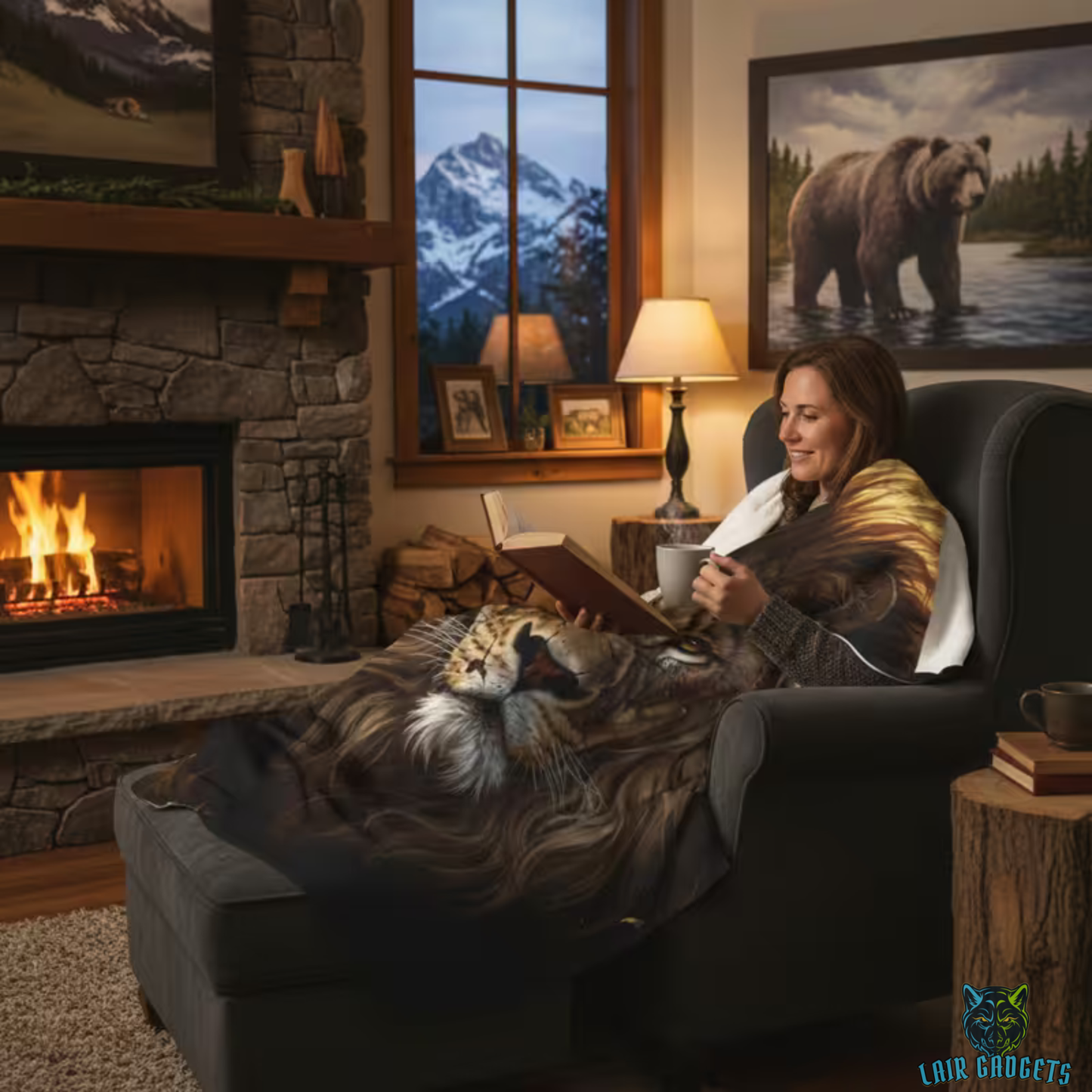 Lion Throw Blanket 60x80 – Plush Wildlife Blanket for Couch Bed Sofa – Majestic Lion Portrait Decor – Sovereign Mane by Lair Gadgets