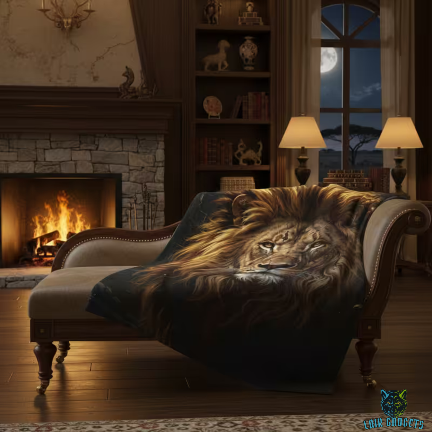 Lion Throw Blanket 60x80 – Plush Wildlife Blanket for Couch Bed Sofa – Majestic Lion Portrait Decor – Sovereign Mane by Lair Gadgets