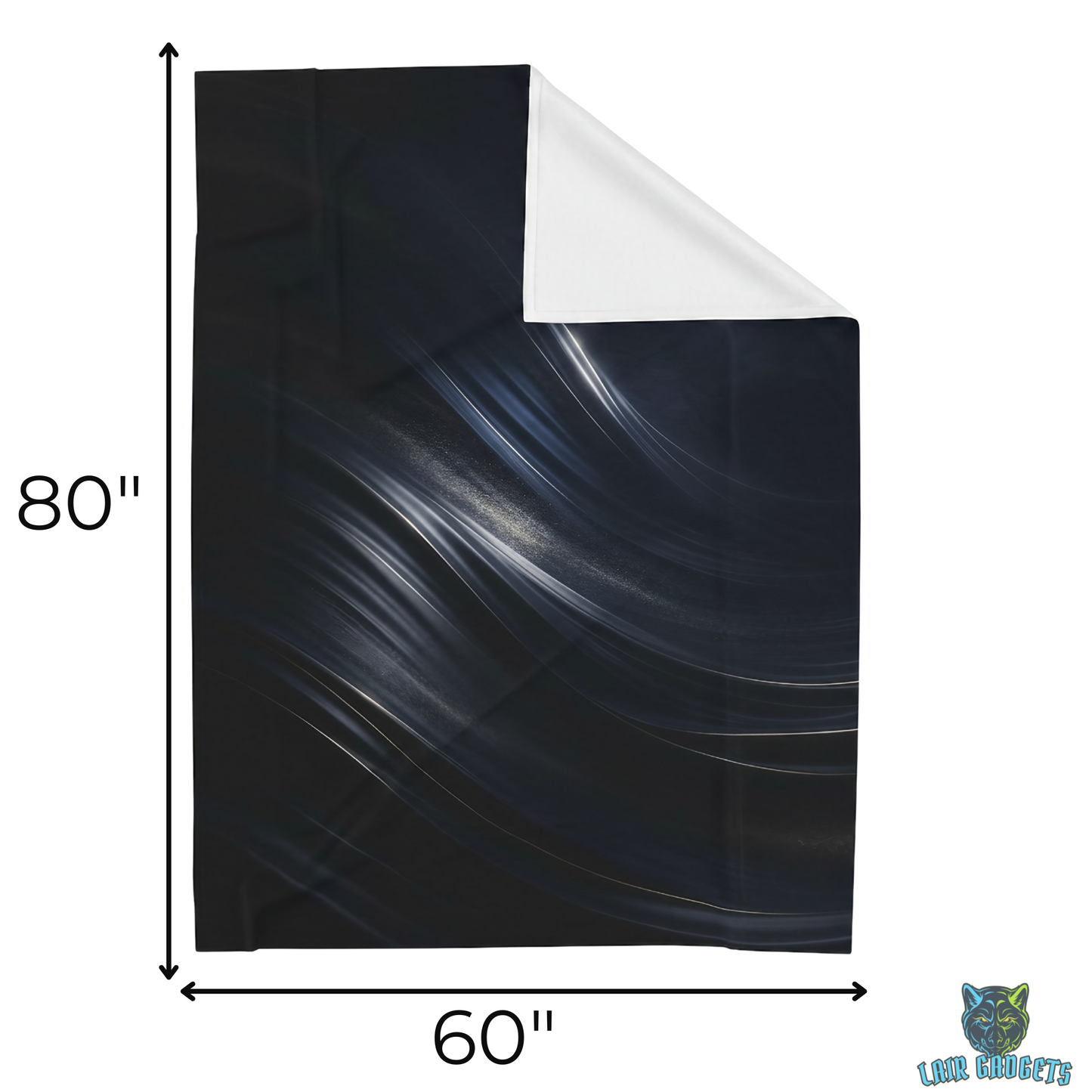 Abstract Throw Blanket 60x80 – Plush Modern Blanket for Couch Bed Sofa – Contemporary Navy Blue Decor – Midnight Currents by Lair Gadgets