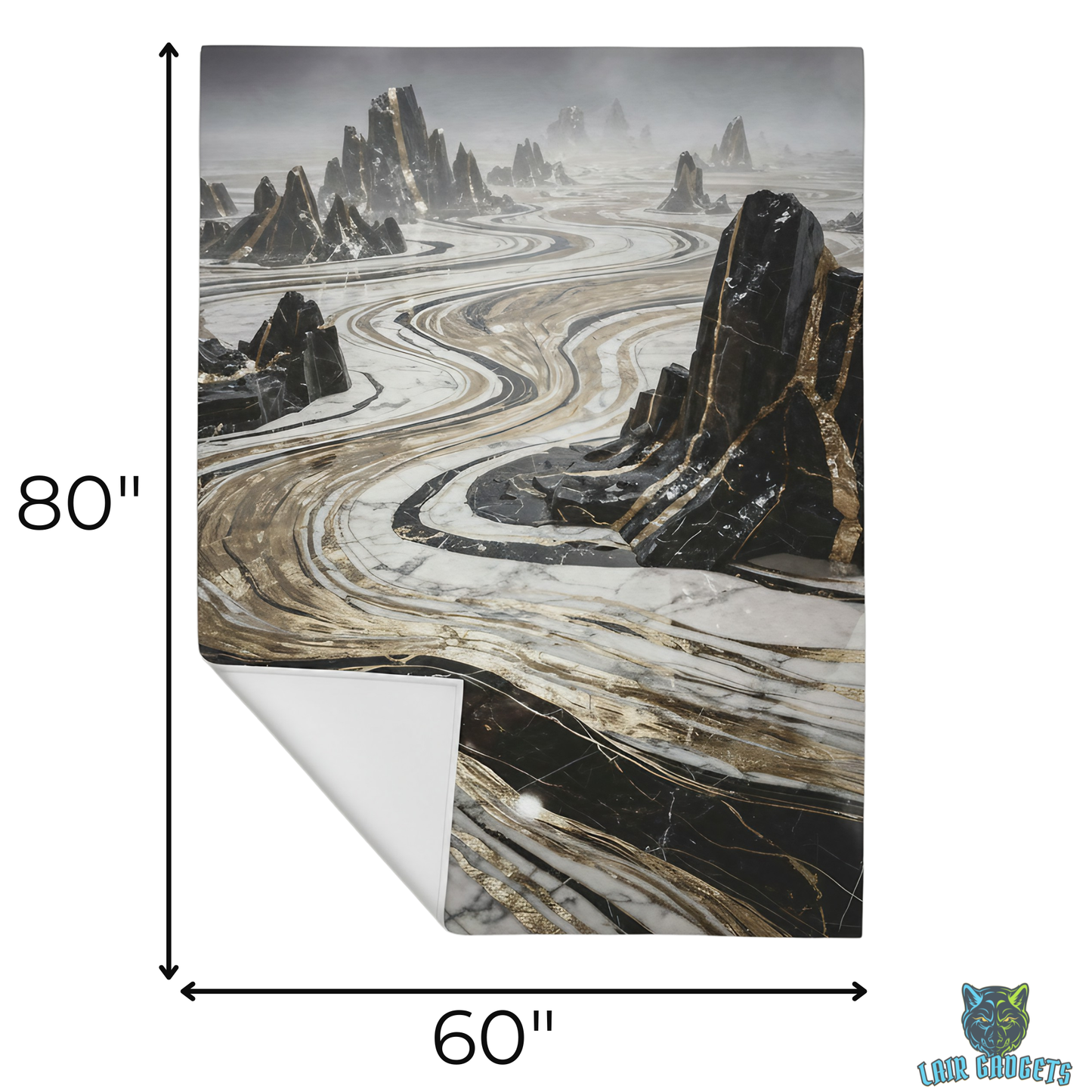 Abstract Marble Throw Blanket Black Gold Luxury Decor Blanket Modern Contemporary Home Accent Soft Plush Couch Throw by Lair Gadgets
