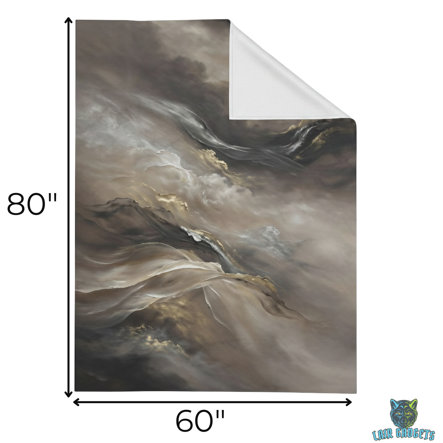 Abstract Neutral Throw Blanket 60x80 – Beige Gray Modern Home Decor – Soft Plush Accent Cover for Sofa Bed Chair – by Lair Gadgets