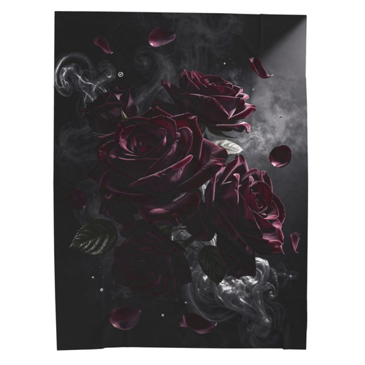 Rose Throw Blanket 60x80 – Dark Floral Decor with Burgundy Blooms – Soft Plush Accent for Couch Bed Chair – by Lair Gadgets