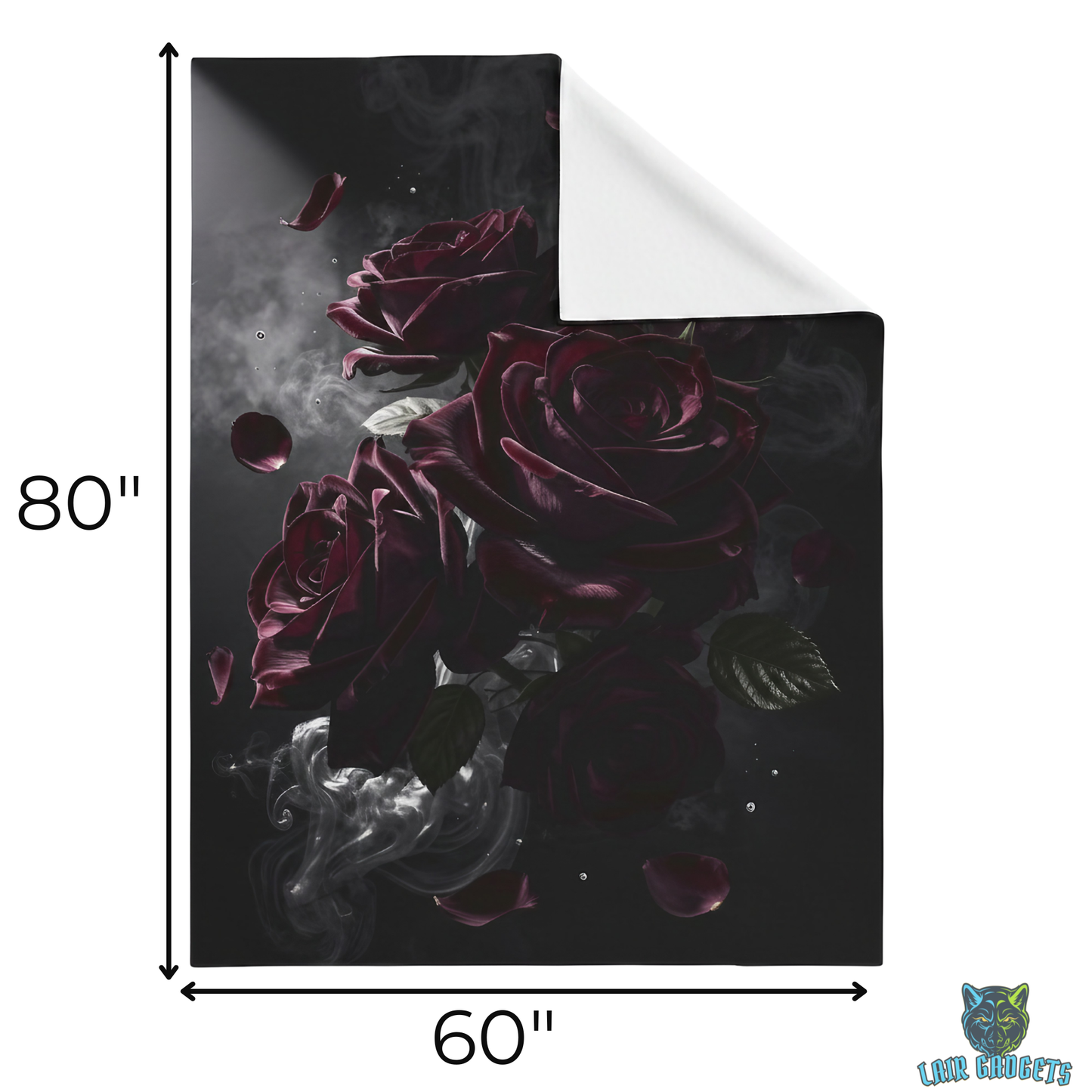 Rose Throw Blanket – Dark Floral Decor with Burgundy Blooms – Soft Plush Accent for Couch Bed Chair – by Lair Gadgets