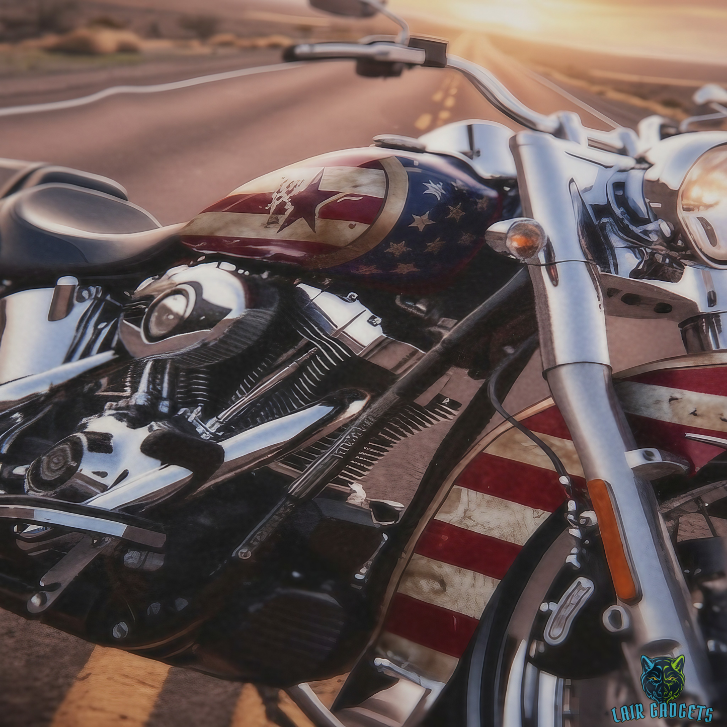 Motorcycle Throw Blanket 60x80 – American Flag Cruiser Artwork – Soft Plush Patriotic Decor for Couch Bed Chair – by Lair Gadgets
