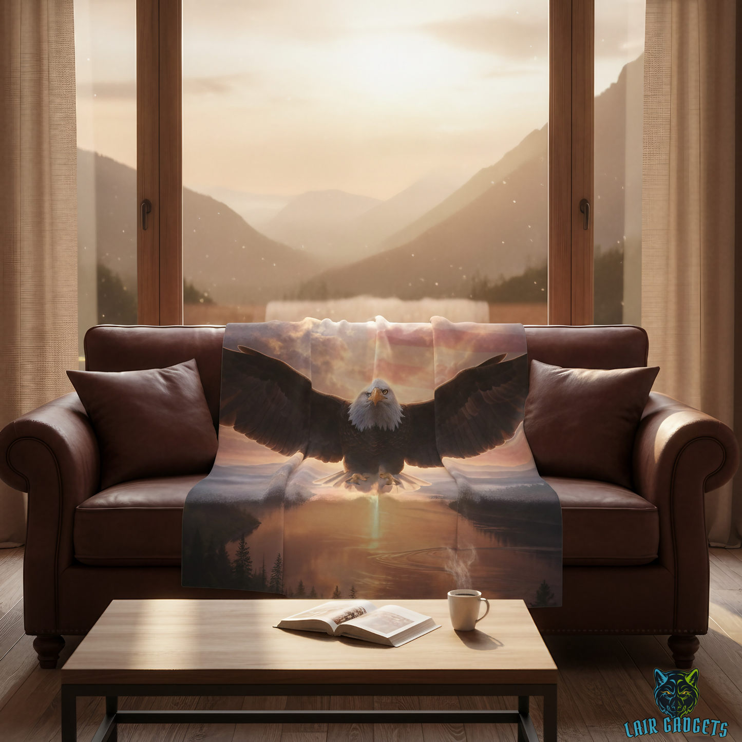 Bald Eagle Throw Blanket 60x80 – Patriotic American Wildlife Decor – Soft Plush Accent for Couch Bed Chair – by Lair Gadgets