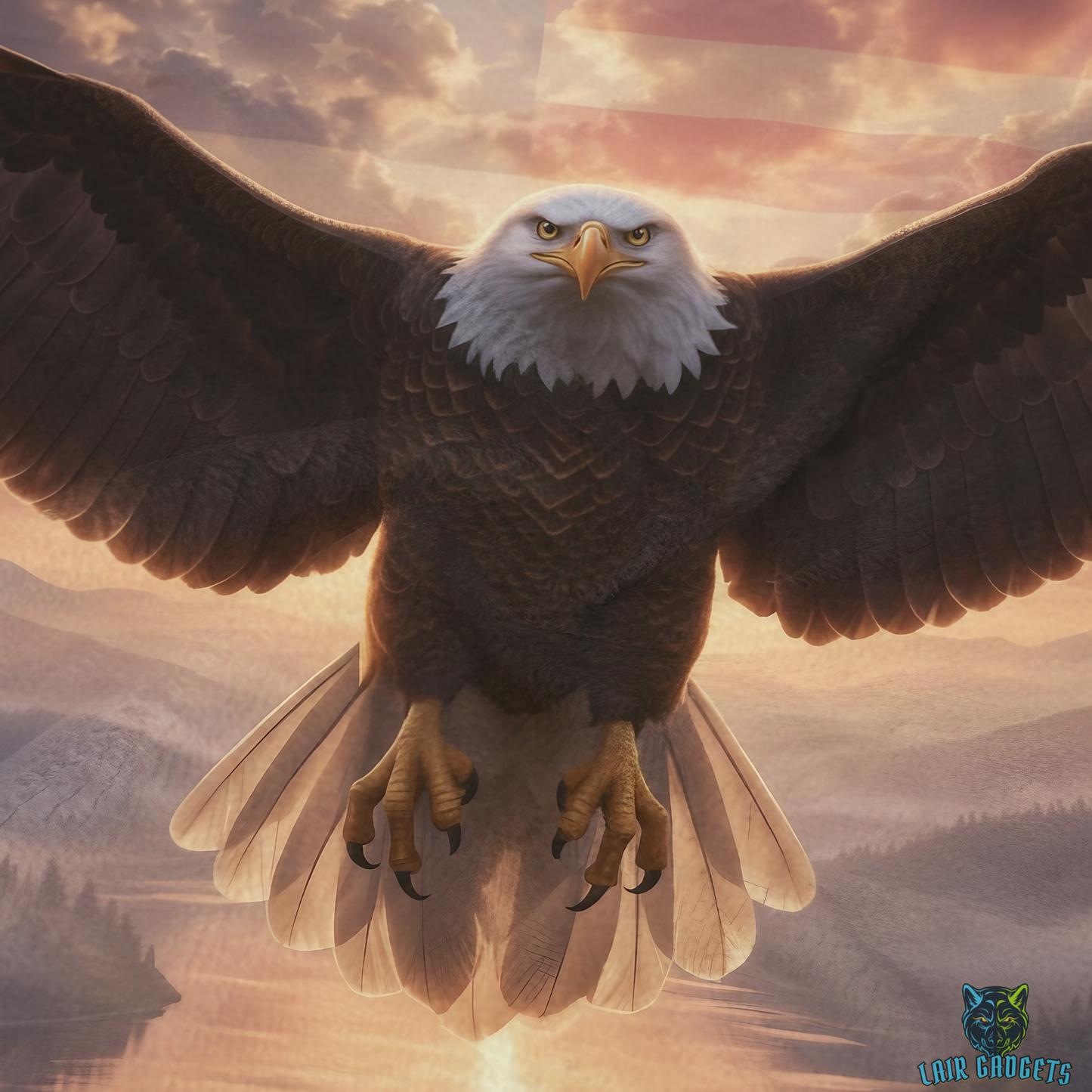 Bald Eagle Throw Blanket 60x80 – Patriotic American Wildlife Decor – Soft Plush Accent for Couch Bed Chair – by Lair Gadgets