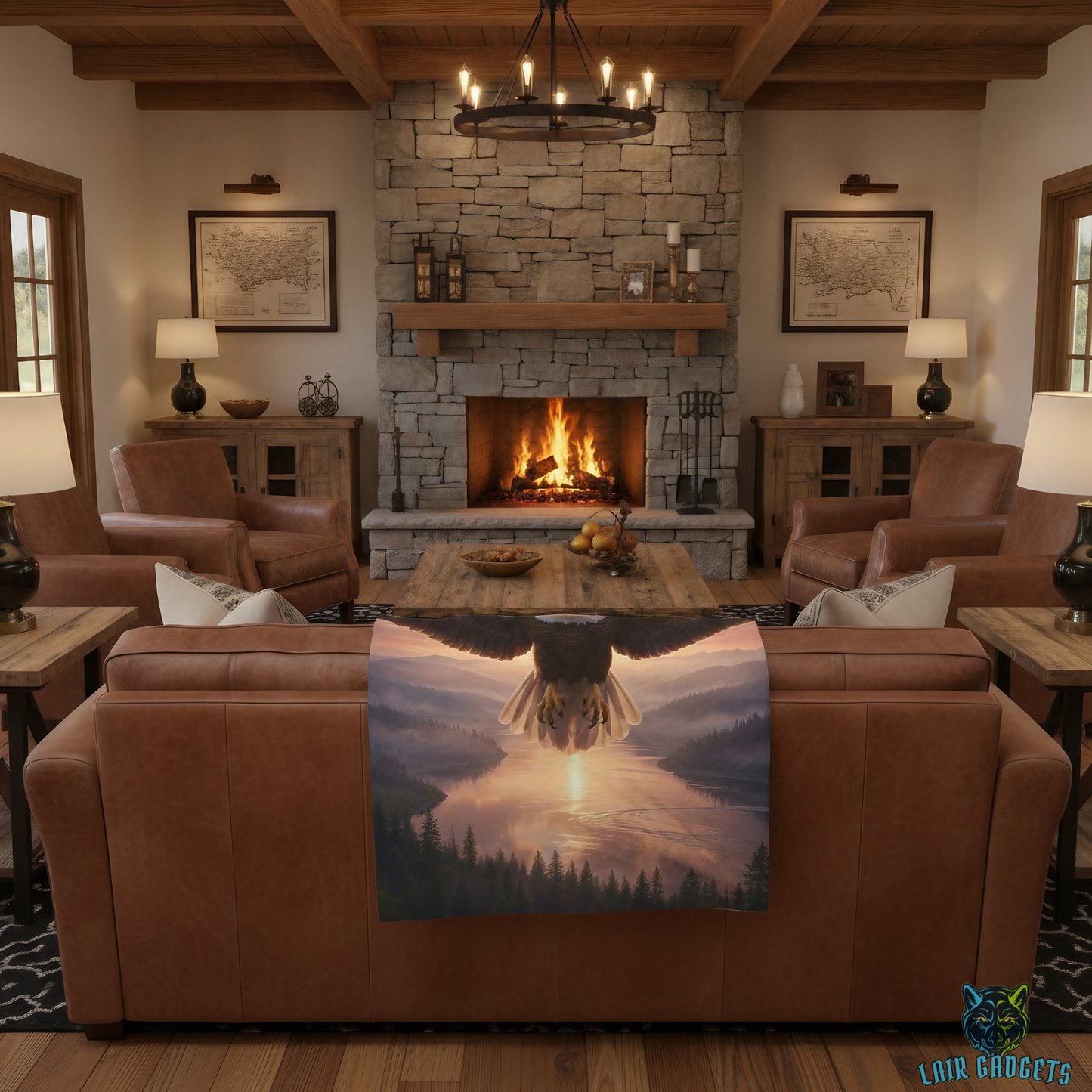 Bald Eagle Throw Blanket 60x80 – Patriotic American Wildlife Decor – Soft Plush Accent for Couch Bed Chair – by Lair Gadgets