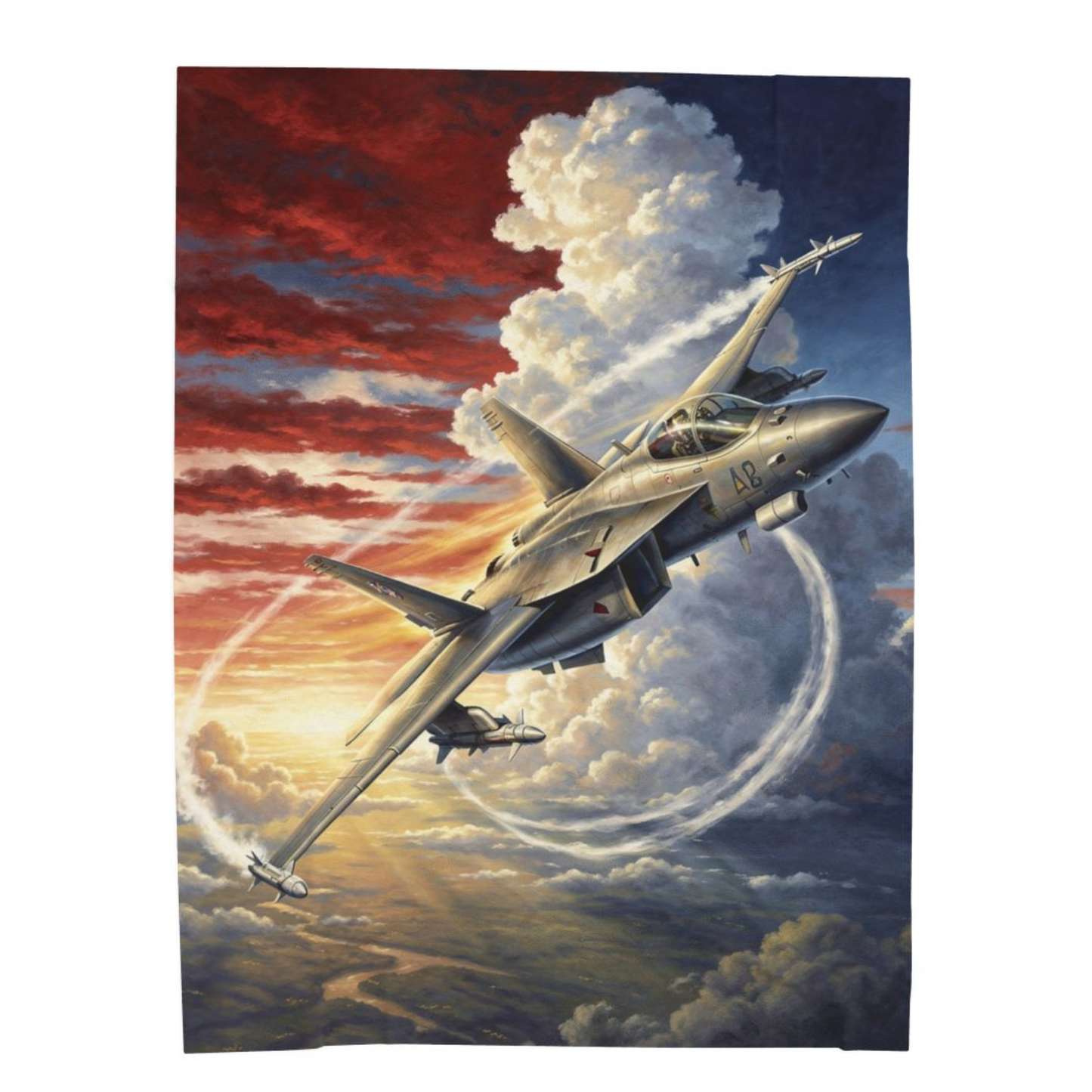 Fighter Jet Throw Blanket  – Military Aviation Patriotic Decor – Soft Plush Air Force Inspired Accent for Couch Bed Chair – by Lair Gadgets