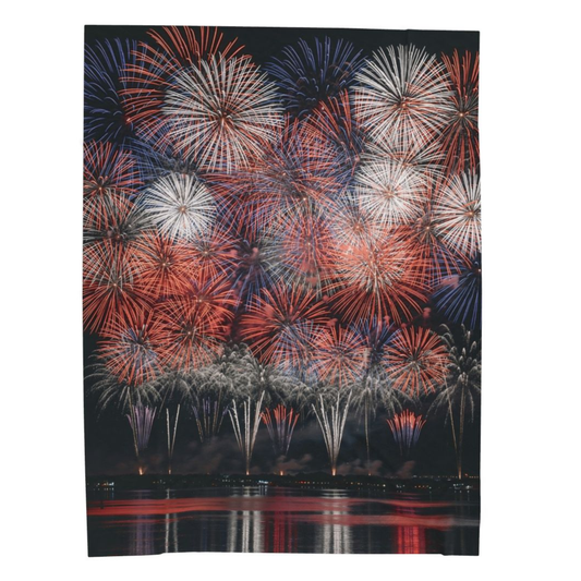 Fireworks Throw Blanket 60x80 – Patriotic Americana Celebration Decor – Soft Plush Accent for Couch Bed Chair – by Lair Gadgets