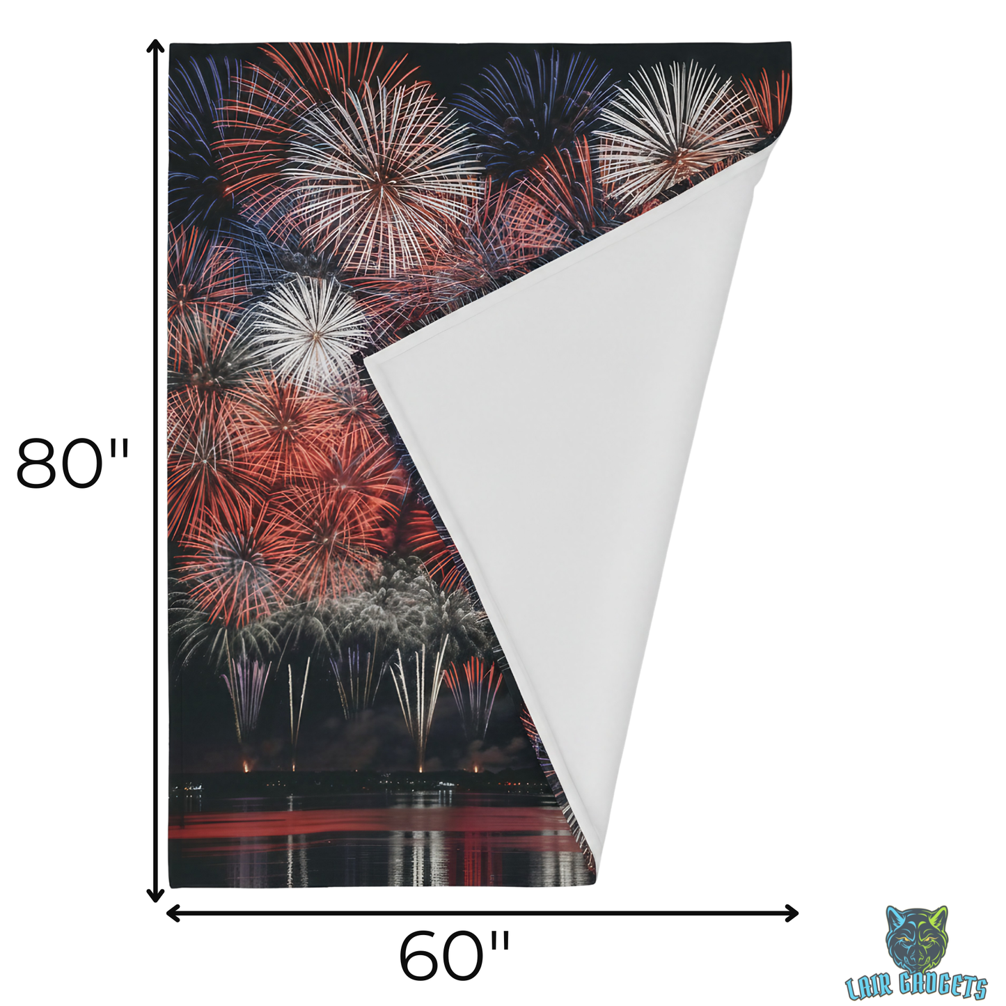 Fireworks Throw Blanket 60x80 – Patriotic Americana Celebration Decor – Soft Plush Accent for Couch Bed Chair – by Lair Gadgets