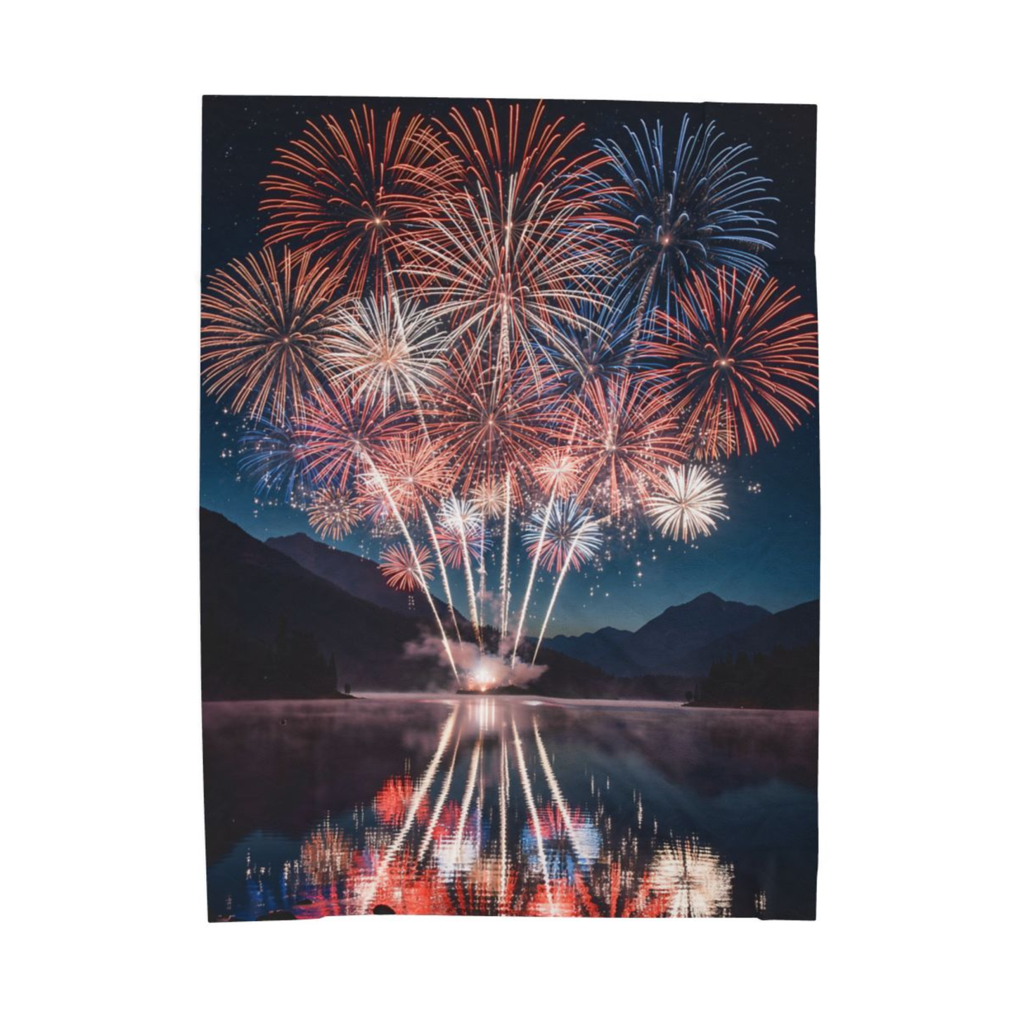 Fireworks Throw Blanket  – Patriotic Lake Celebration Decor – Soft Plush Americana Accent for Couch Bed Chair – by Lair Gadgets