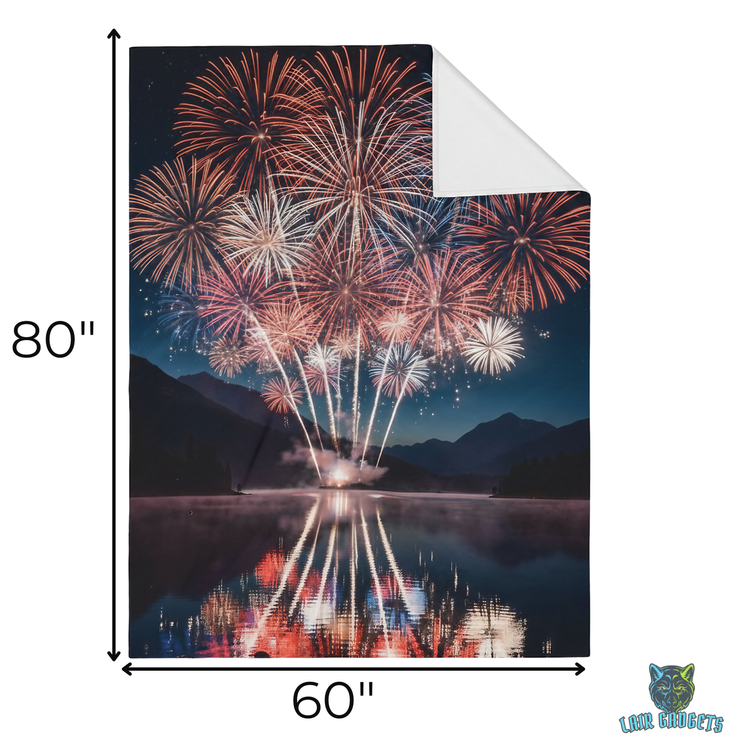 Fireworks Throw Blanket  – Patriotic Lake Celebration Decor – Soft Plush Americana Accent for Couch Bed Chair – by Lair Gadgets